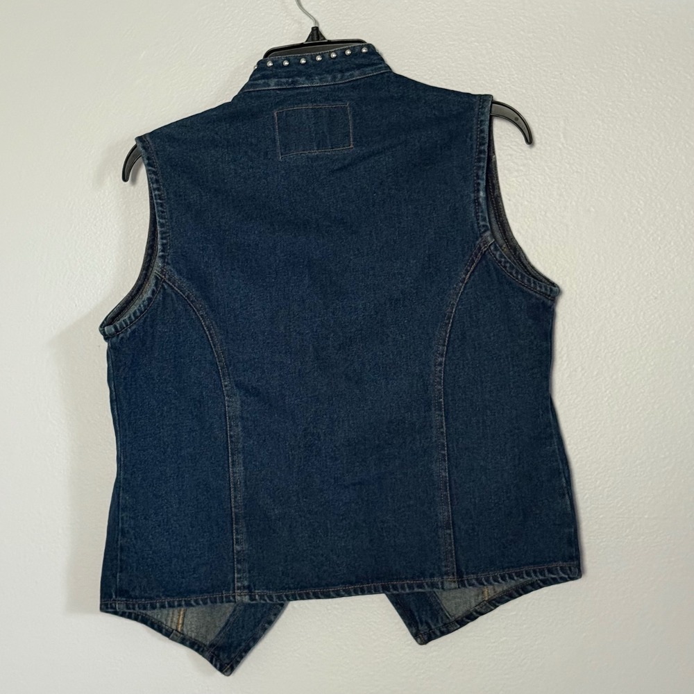 Vintage Gordon James Denim Studded Vest Embroidered Cotton Western - Small - Picture 4 of 4